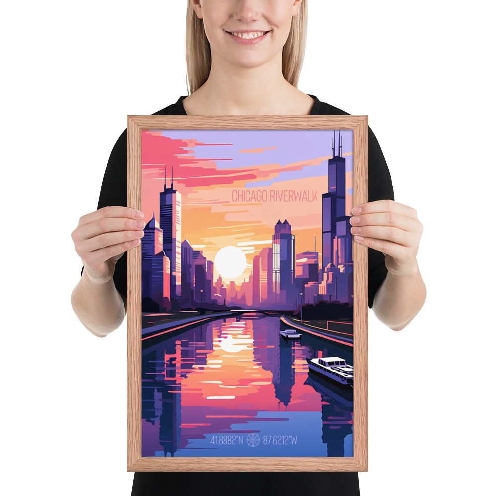 Illinois - Chicago Riverwalk (Framed poster)