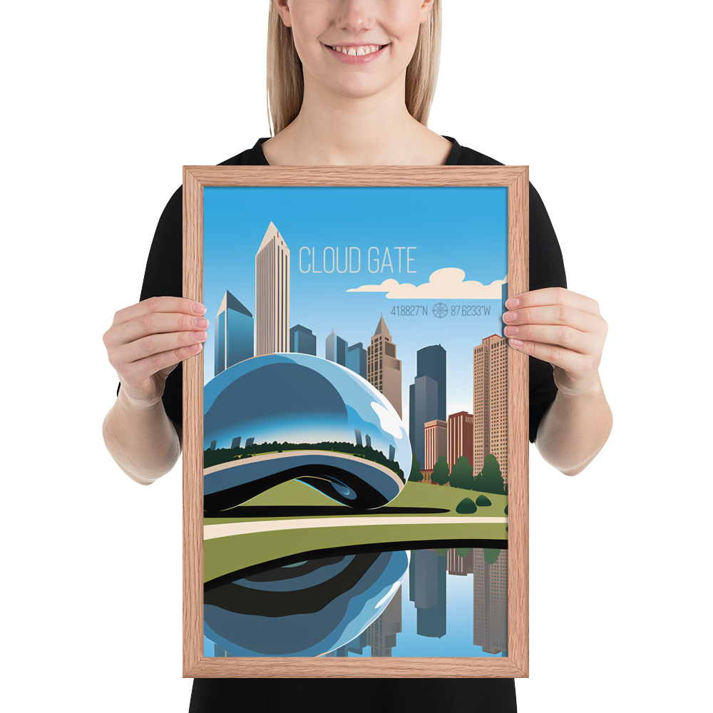 Illinois - Cloud Gate or "The Bean" (Framed poster)