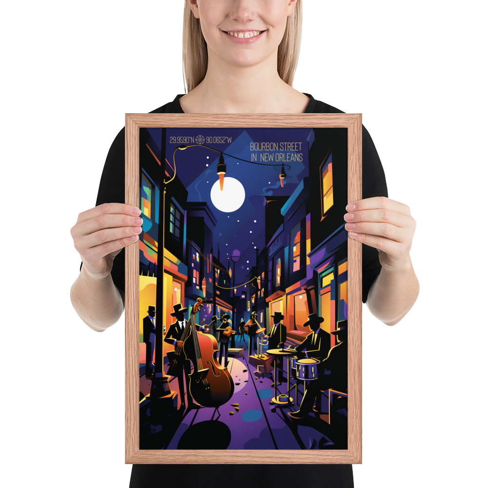 Louisiana - Bourbon Street (Framed poster)