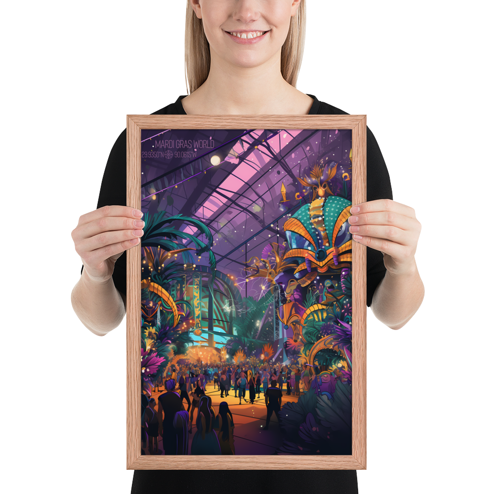 Louisiana - Mardi Gras World (Framed poster)