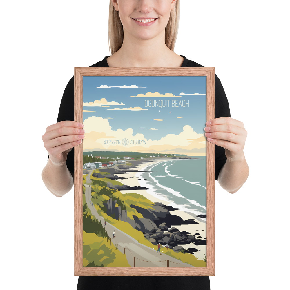 Maine - Ogunquit Beach (Framed poster)