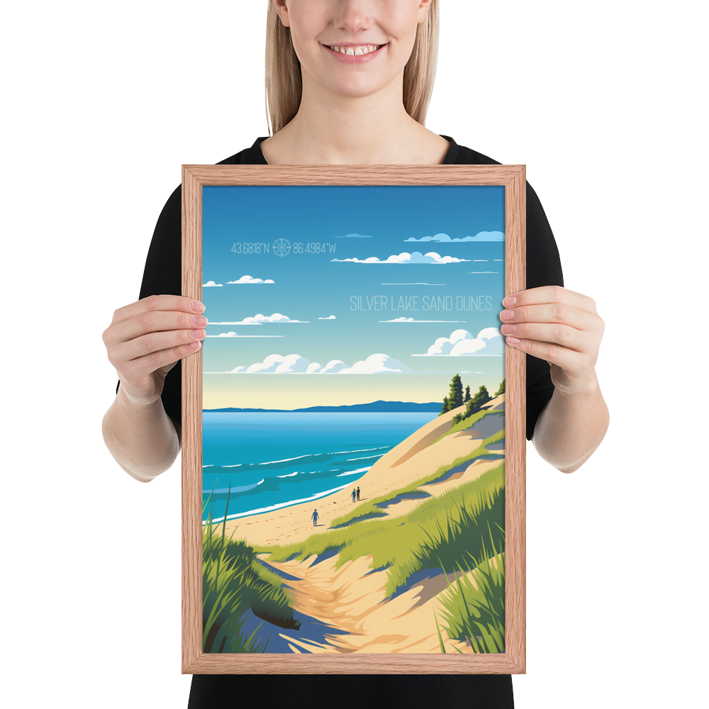 Michigan - Silver Lake Sand Dunes (Framed poster)