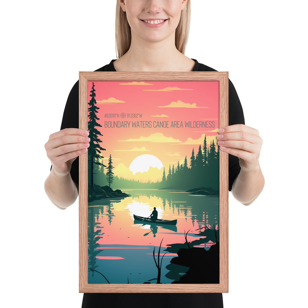 Minnesota - Boundary Waters Canoe Area Wilderness (Framed poster)