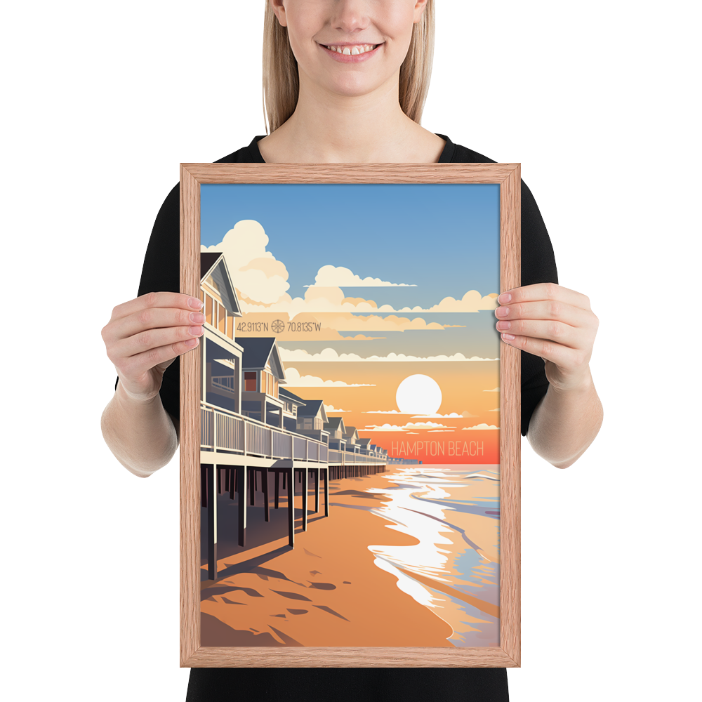 New Hampshire - Hampton Beach (Framed poster)