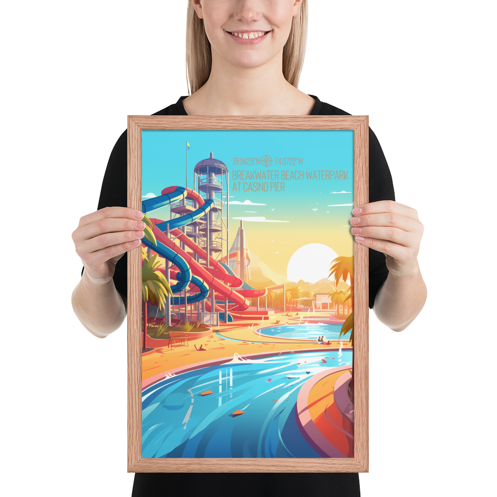 New Jersey - Breakwater Beach Water Park (Framed poster)