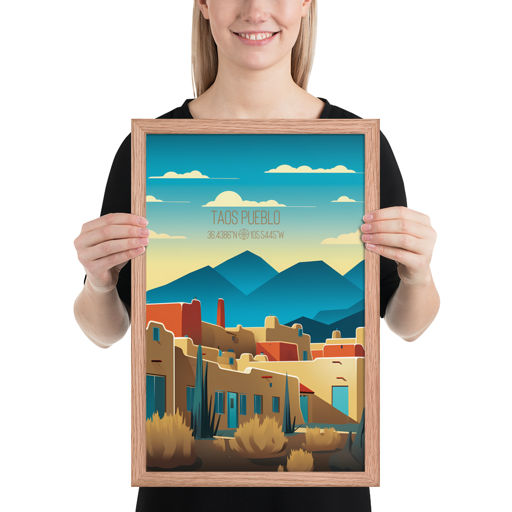 New Mexico - Taos Pueblo (Framed poster)