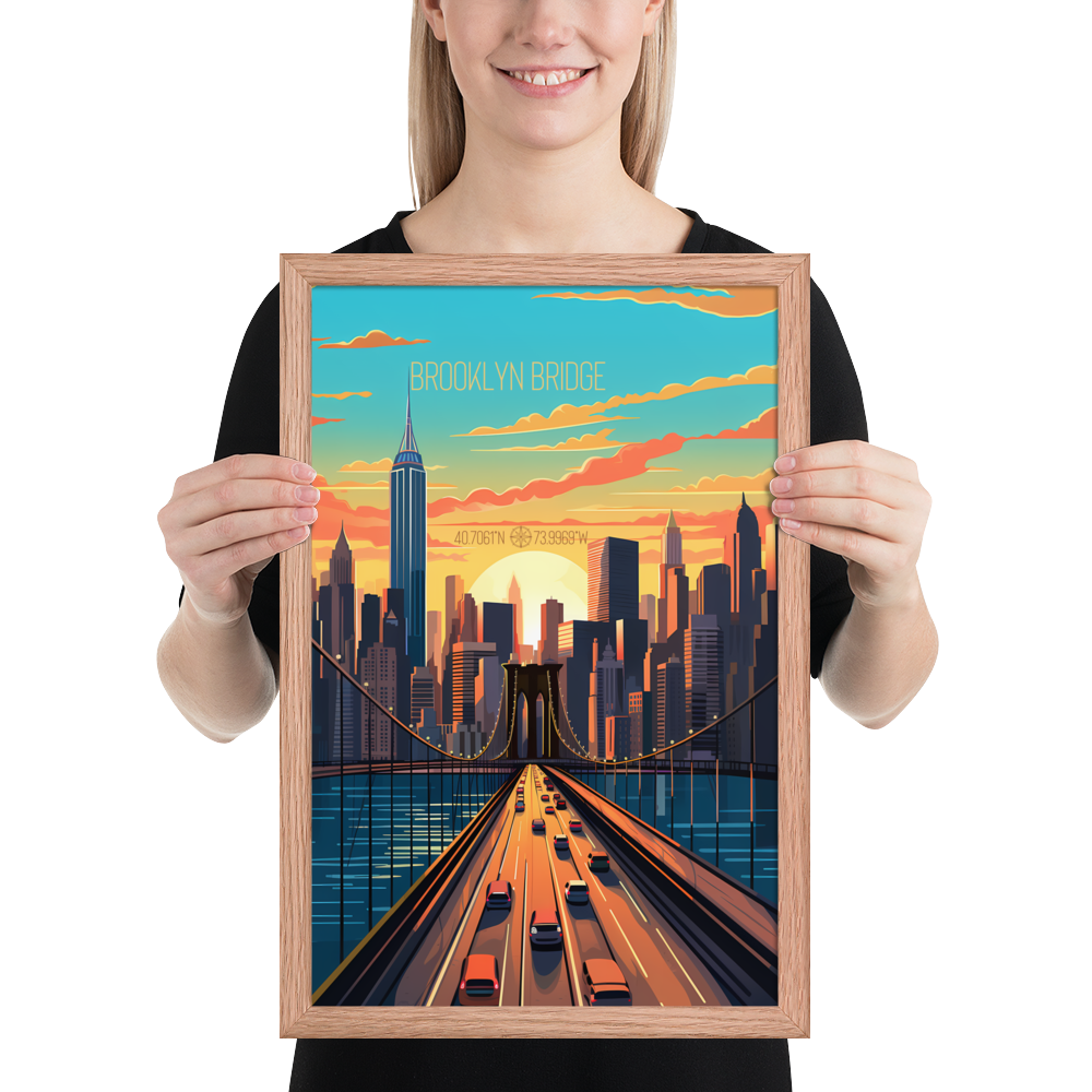 New York - Brooklyn Bridge (Framed poster)