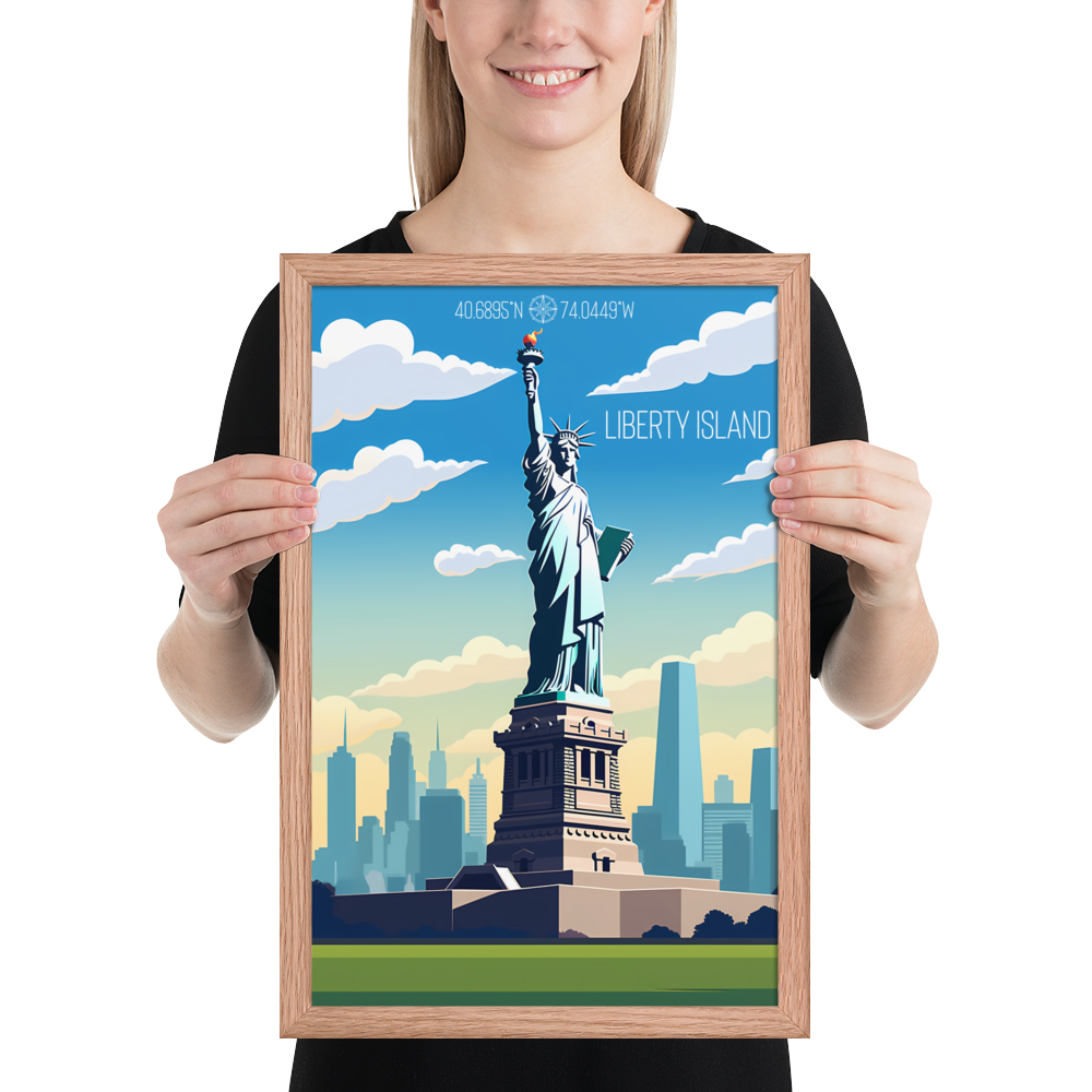 New York - Liberty Island (Framed poster)