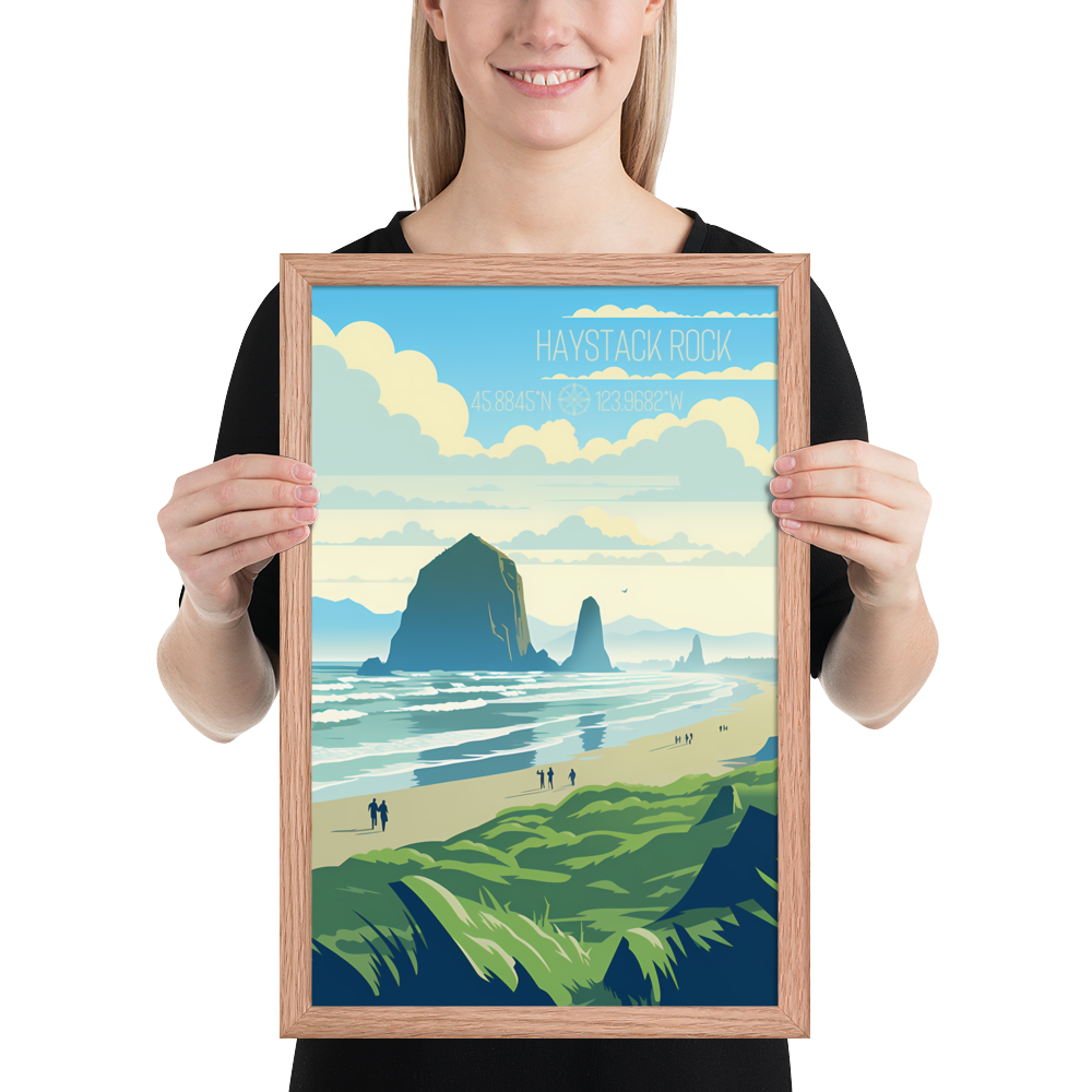 Oregon - Haystack Rock (Framed poster)