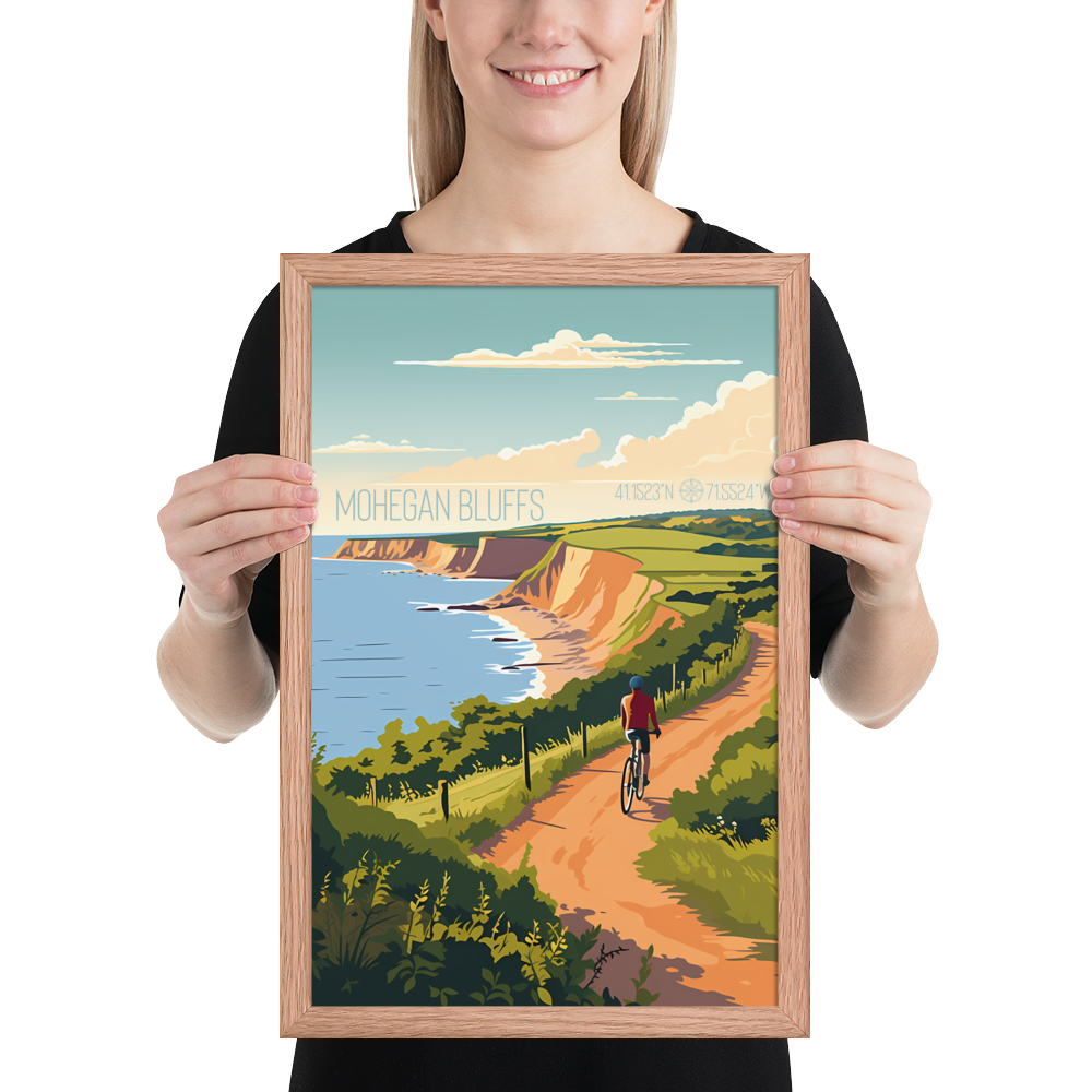 Rhode Island - Mohegan Bluffs (Framed poster)