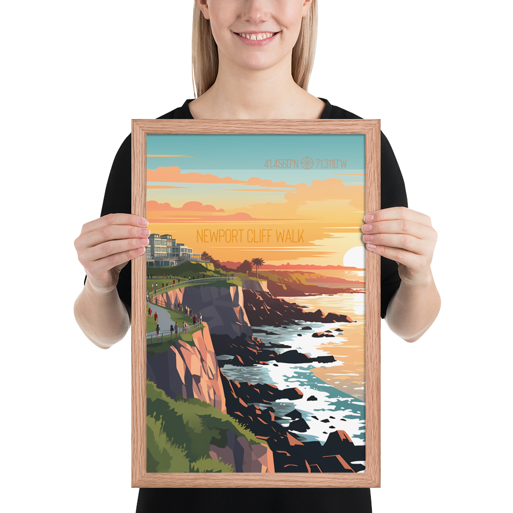 Rhode Island - Newport Cliff Walk (Framed poster)