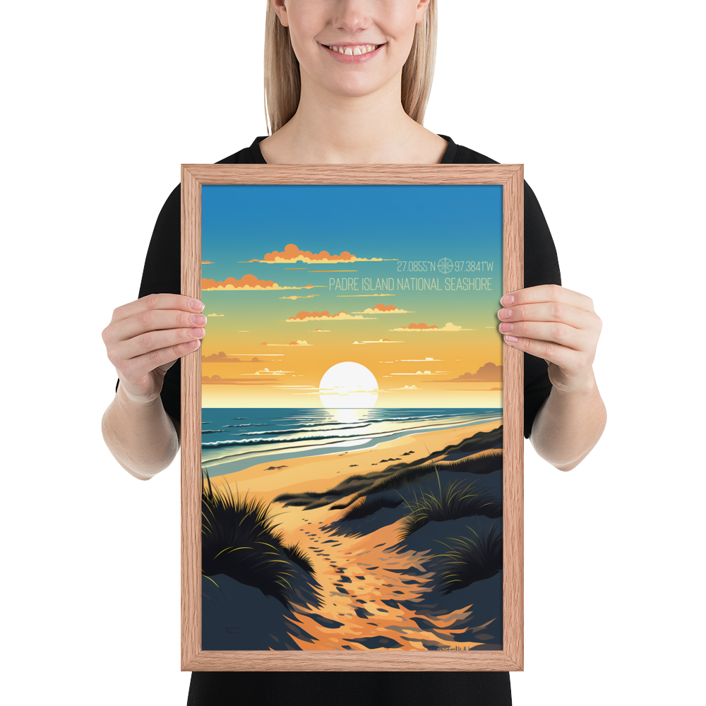 Texas - Padre Island National Seashore (Framed poster)