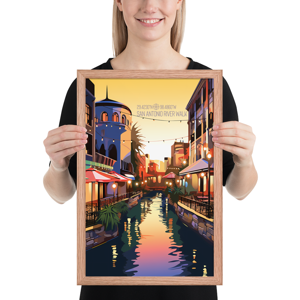 Texas -  San Antonio River Walk (Framed poster)