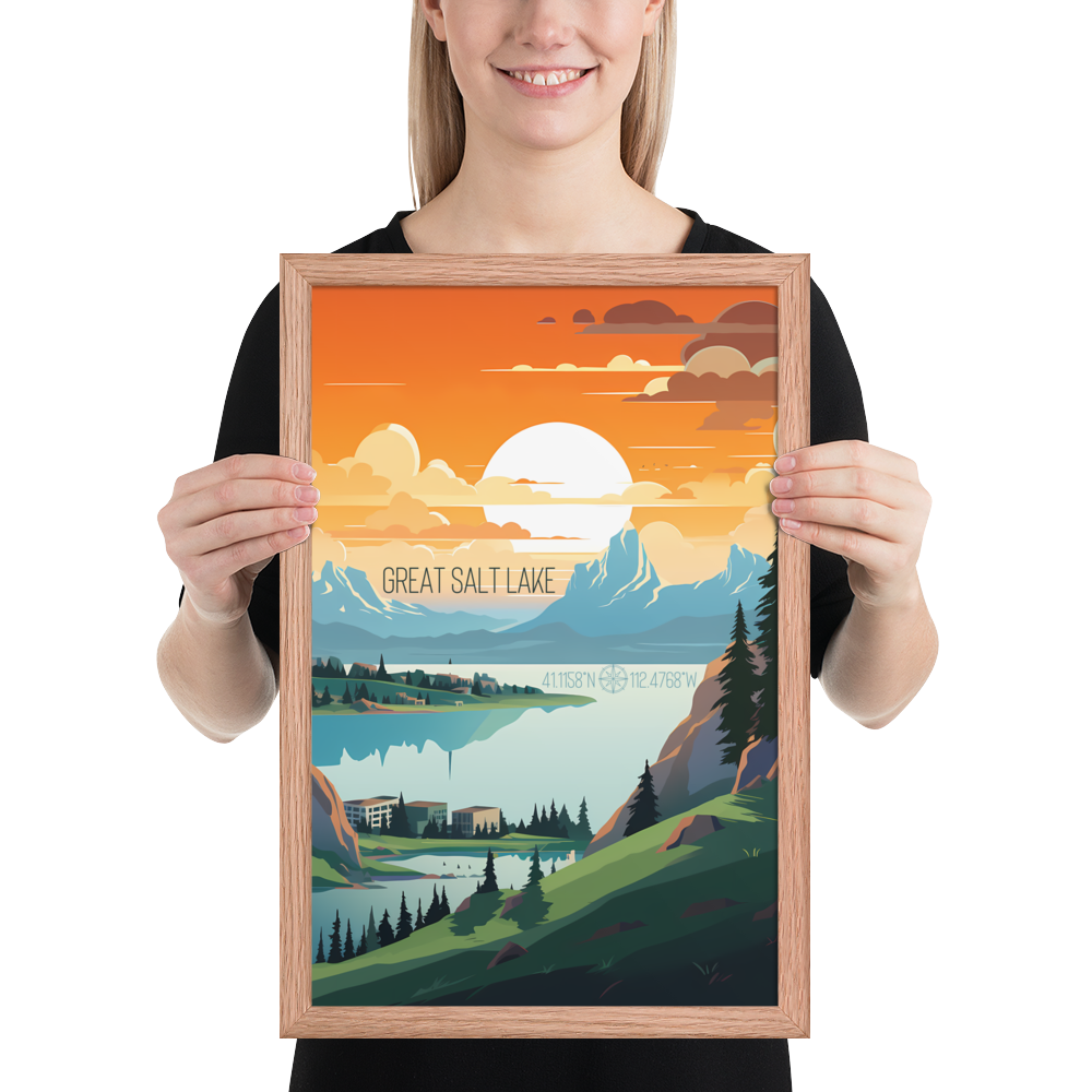 Utah - Great Salt Lake (Framed poster)