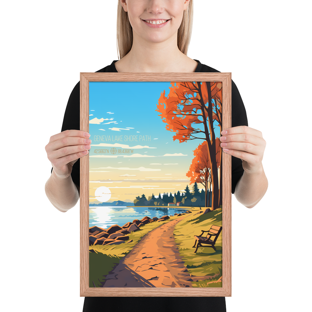 Wisconsin - Geneva Lake Shore Path (Framed poster)