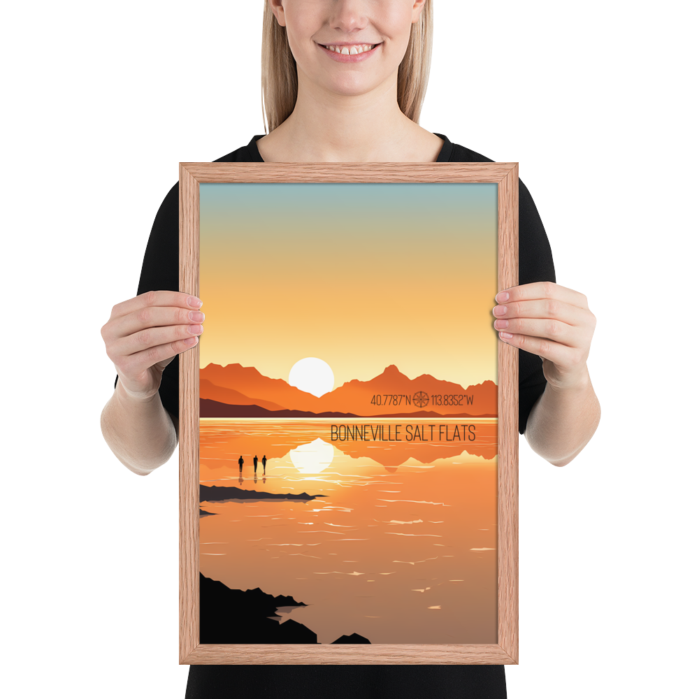 Utah - Bonneville Salt Flats (Framed poster)