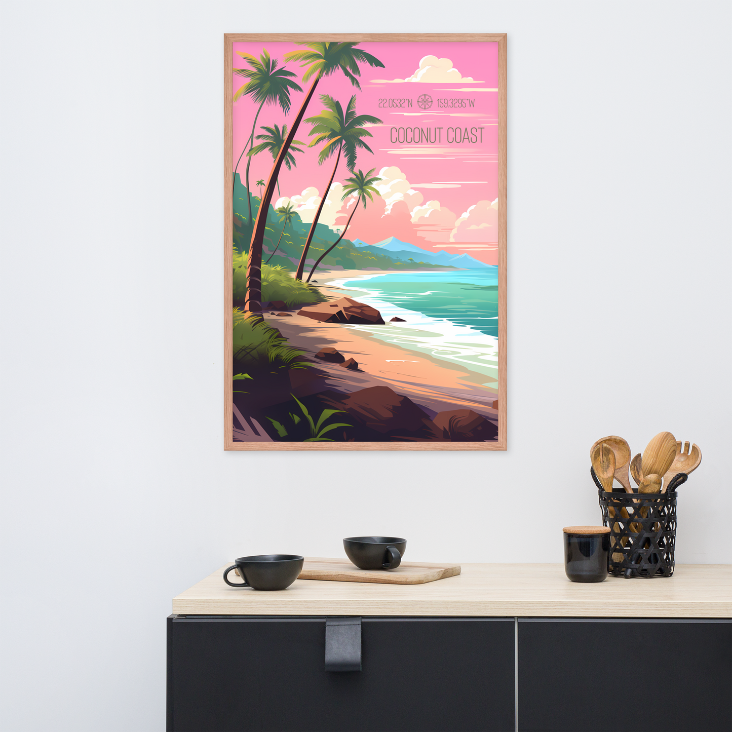 Hawaii - Coconut Coast (Framed poster)