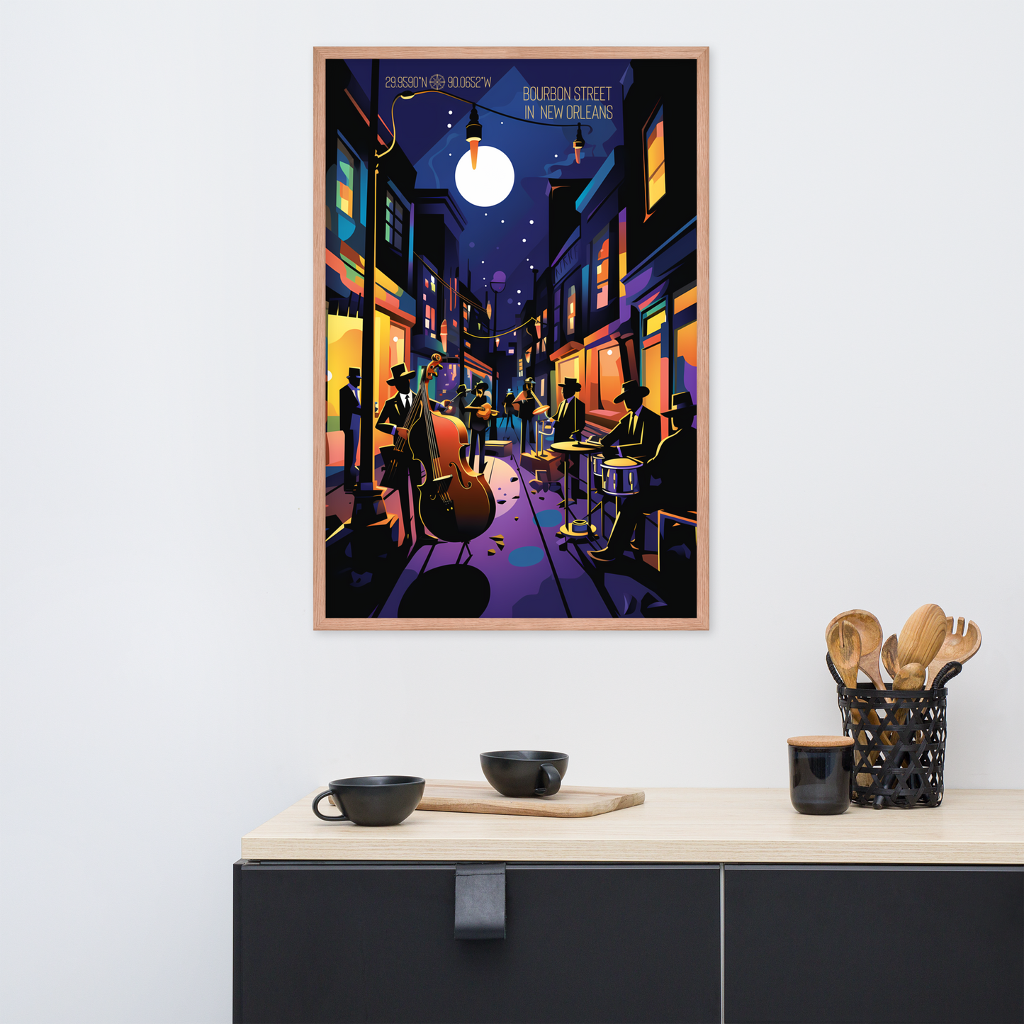 Louisiana - Bourbon Street (Framed poster)