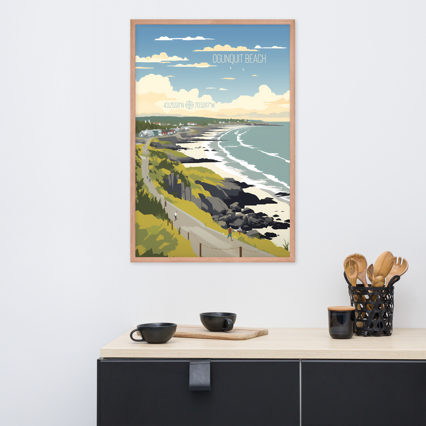 Maine - Ogunquit Beach (Framed poster)