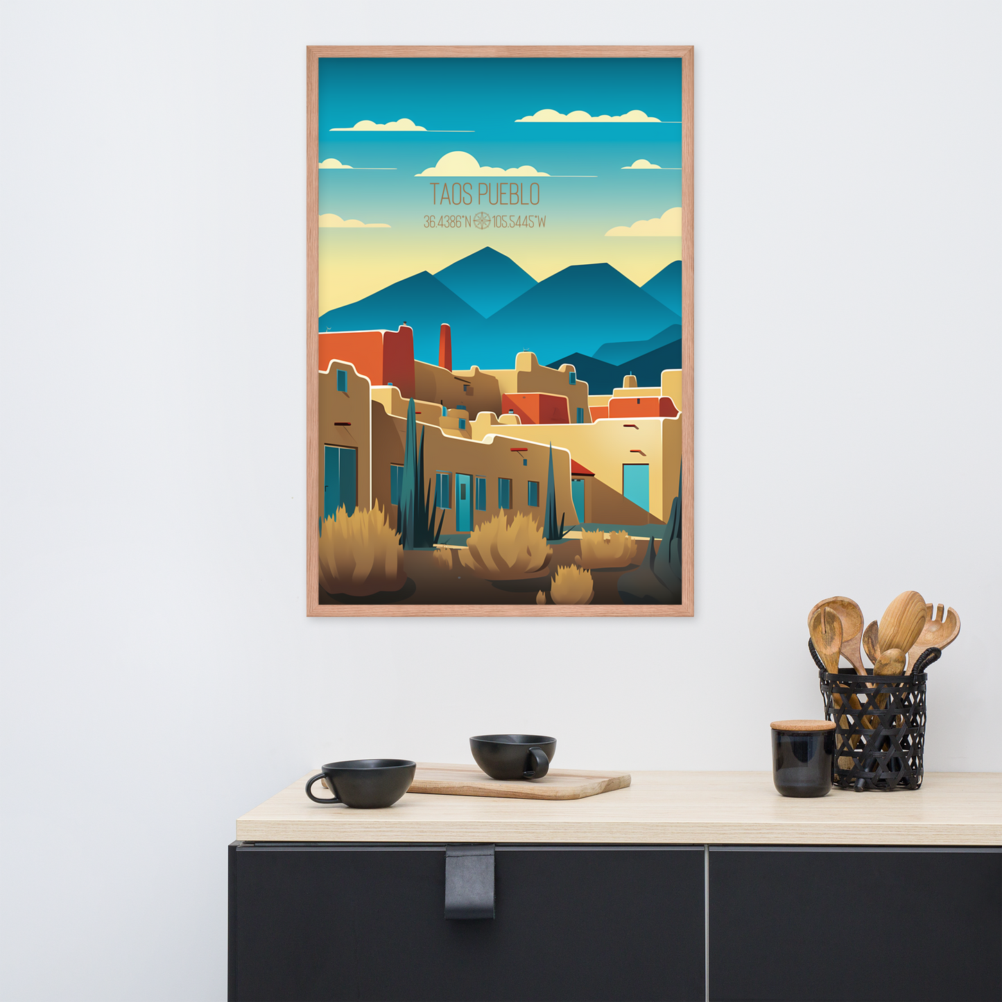 New Mexico - Taos Pueblo (Framed poster)