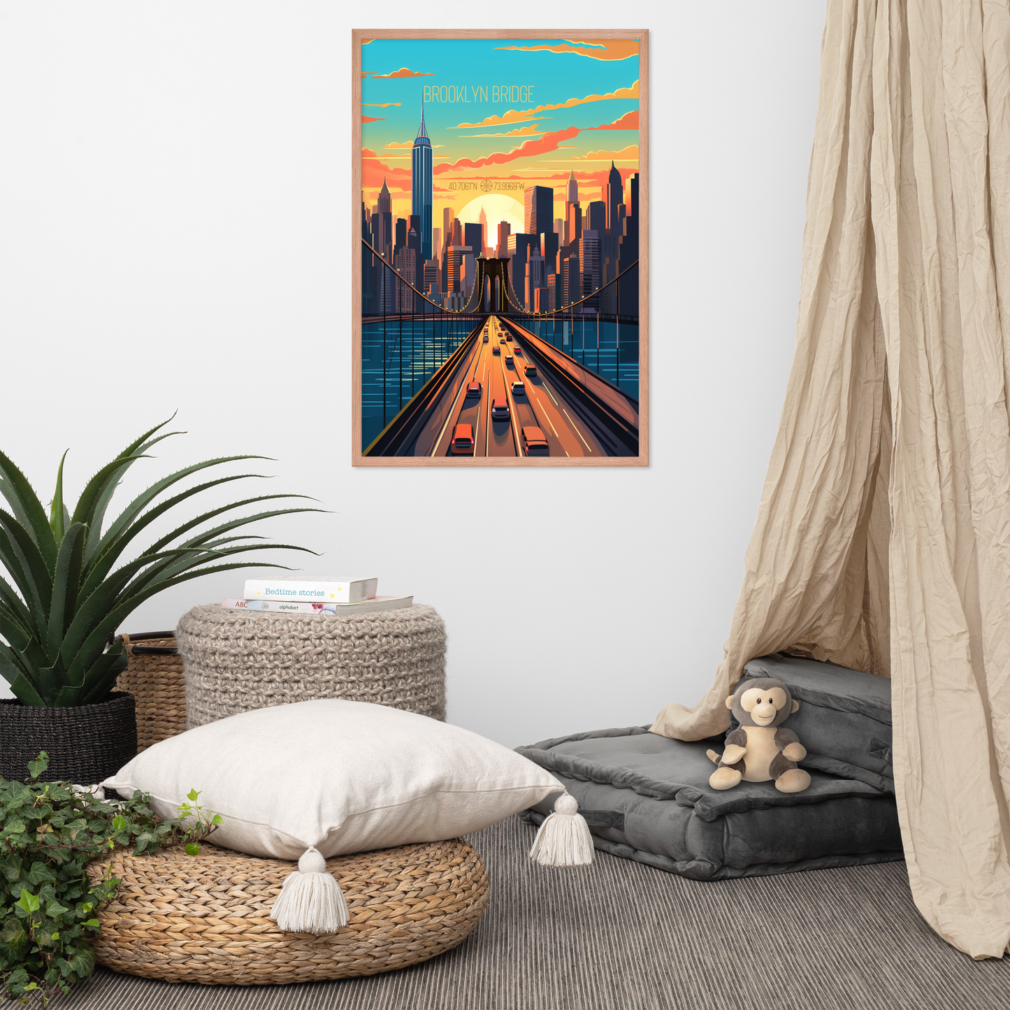 New York - Brooklyn Bridge (Framed poster)