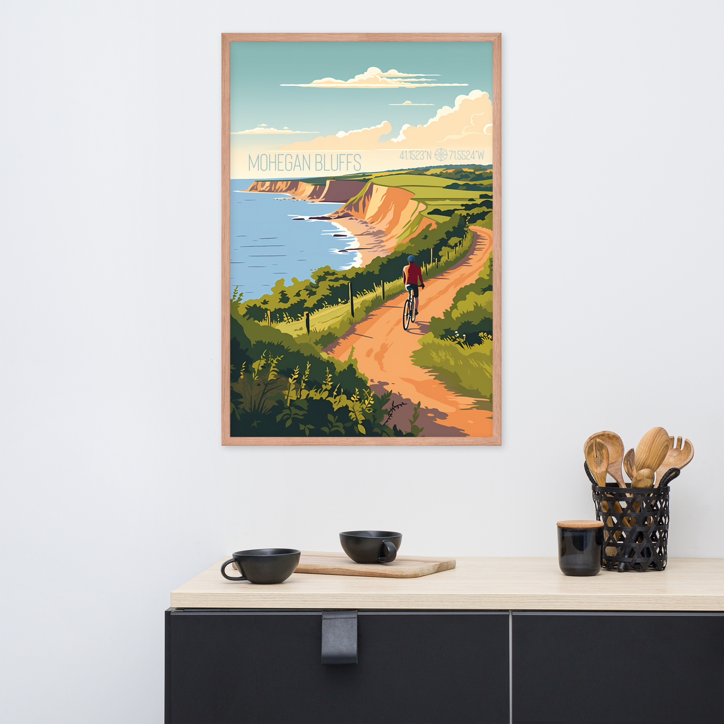 Rhode Island - Mohegan Bluffs (Framed poster)