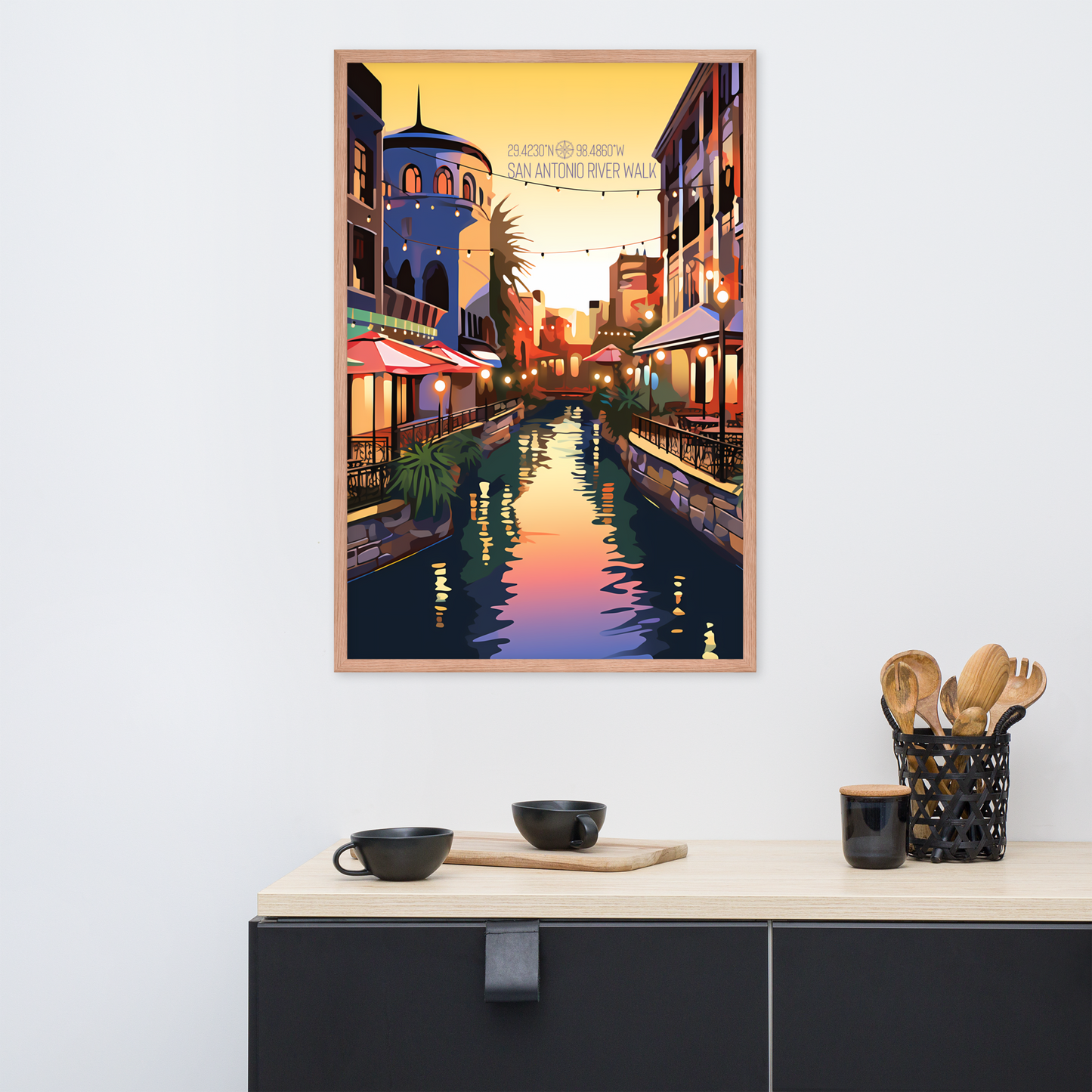 Texas -  San Antonio River Walk (Framed poster)