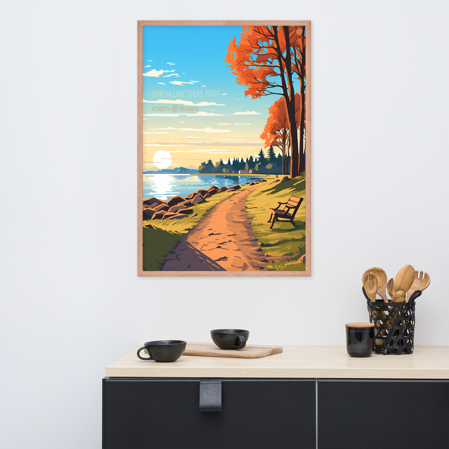 Wisconsin - Geneva Lake Shore Path (Framed poster)