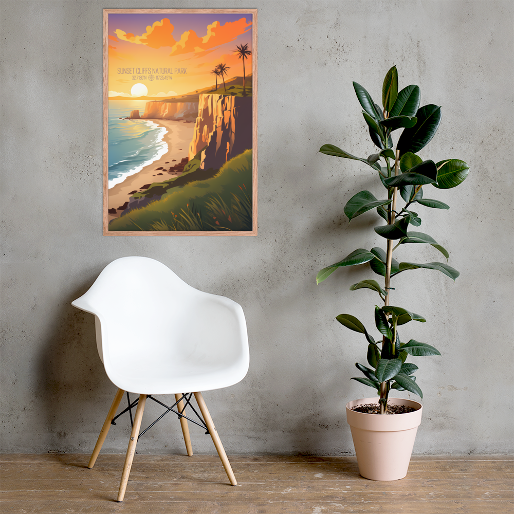 California - Sunset Cliffs Natural Park (Framed poster)