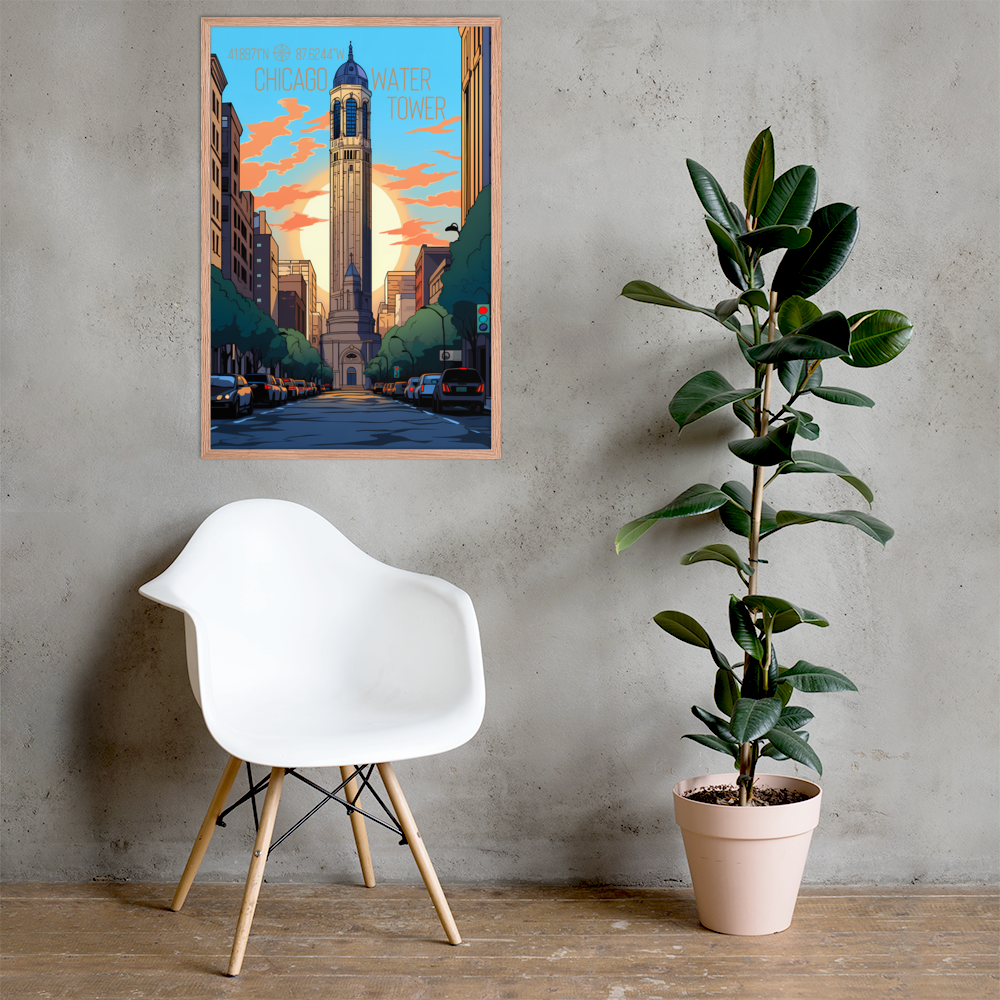 Illinois - Chicago Water Tower (Framed poster)