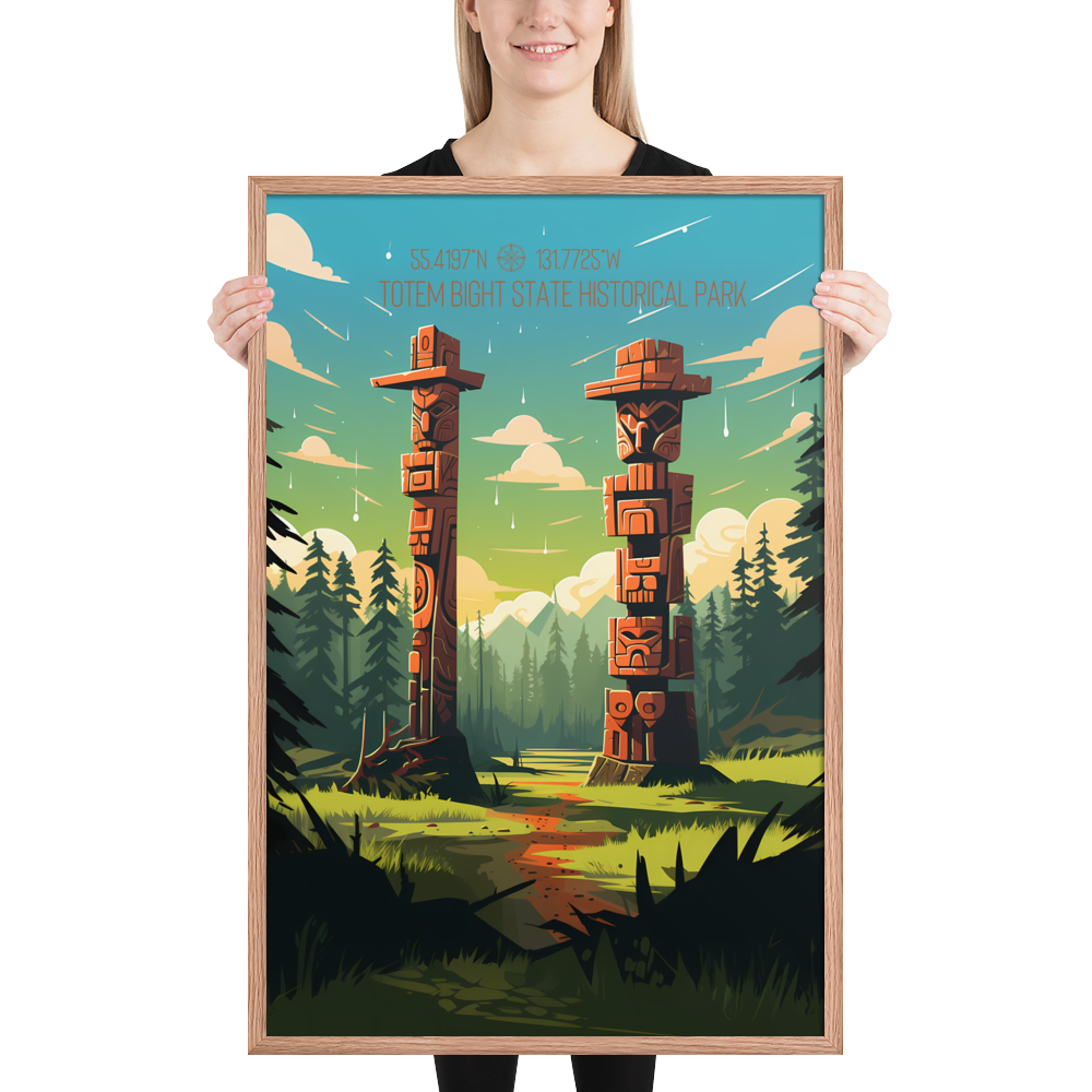 Alaska - Totem Bight State Historical Park (Framed Poster)