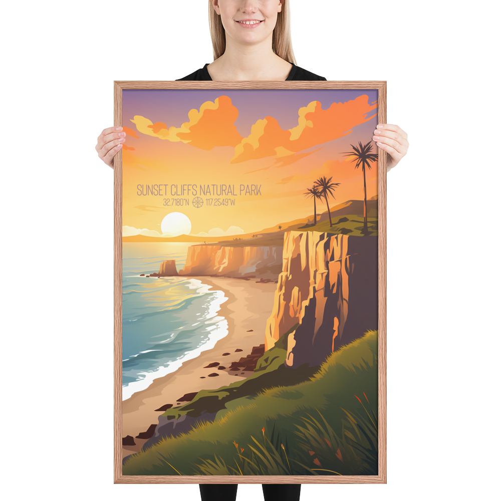 California - Sunset Cliffs Natural Park (Framed poster)