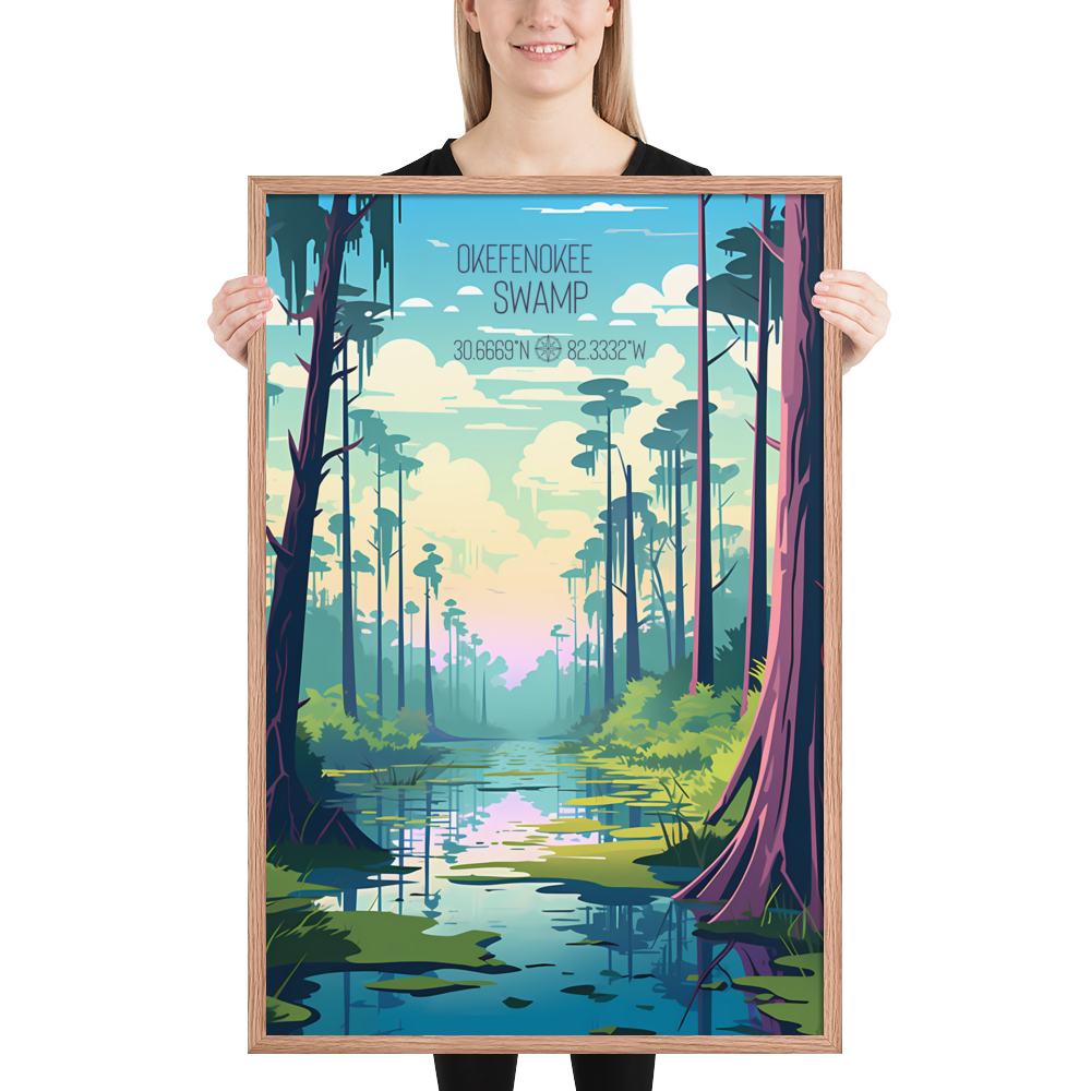 Georgia - Okefenokee Swamp (Framed poster)