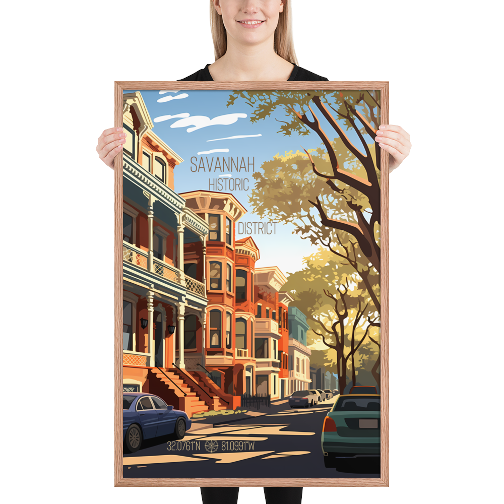 Georgia - Savannah Historic District (Framed poster)