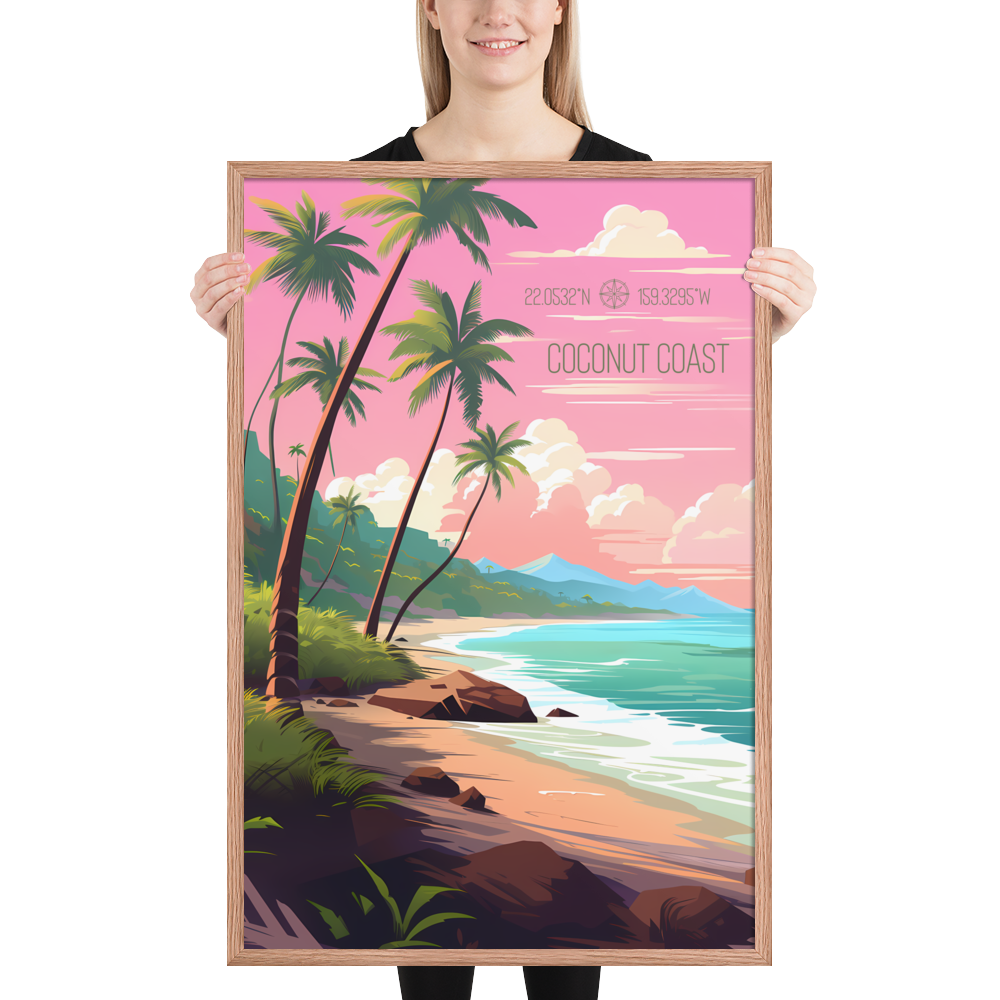 Hawaii - Coconut Coast (Framed poster)