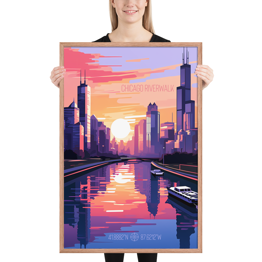 Illinois - Chicago Riverwalk (Framed poster)