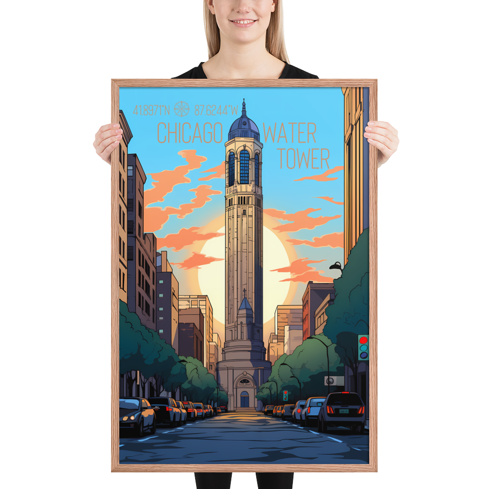 Illinois - Chicago Water Tower (Framed poster)