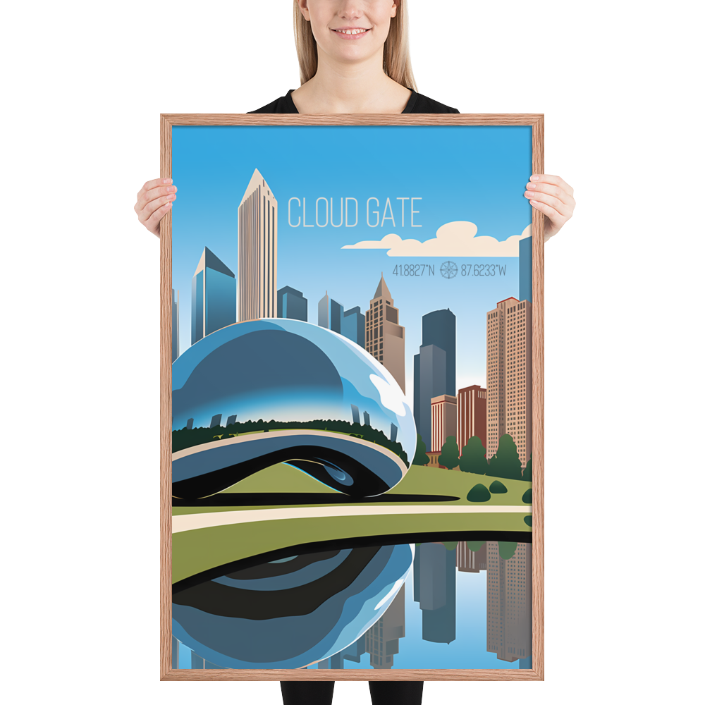 Illinois - Cloud Gate or "The Bean" (Framed poster)