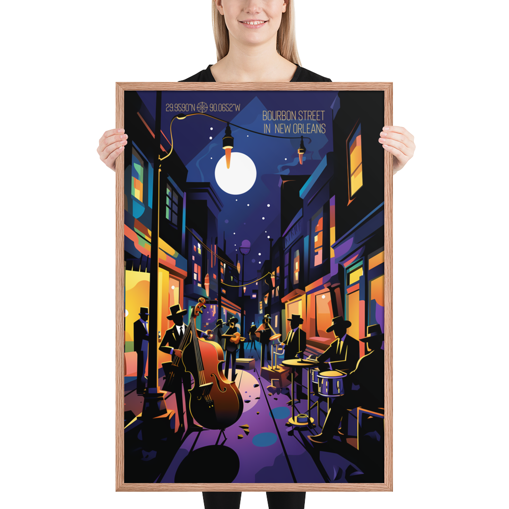 Louisiana - Bourbon Street (Framed poster)