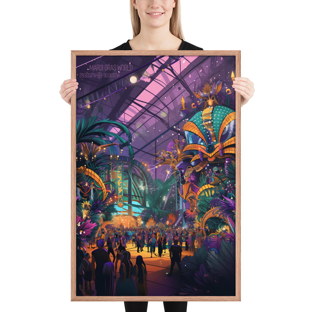 Louisiana - Mardi Gras World (Framed poster)