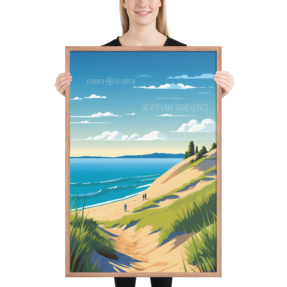 Michigan - Silver Lake Sand Dunes (Framed poster)