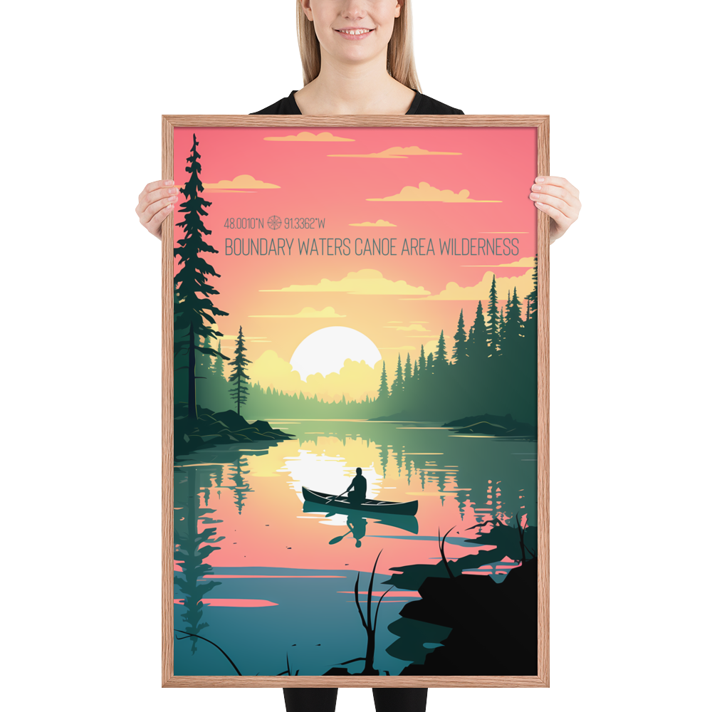 Minnesota - Boundary Waters Canoe Area Wilderness (Framed poster)