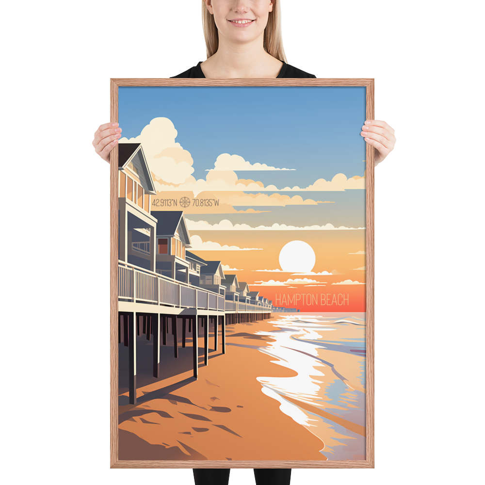 New Hampshire - Hampton Beach (Framed poster)