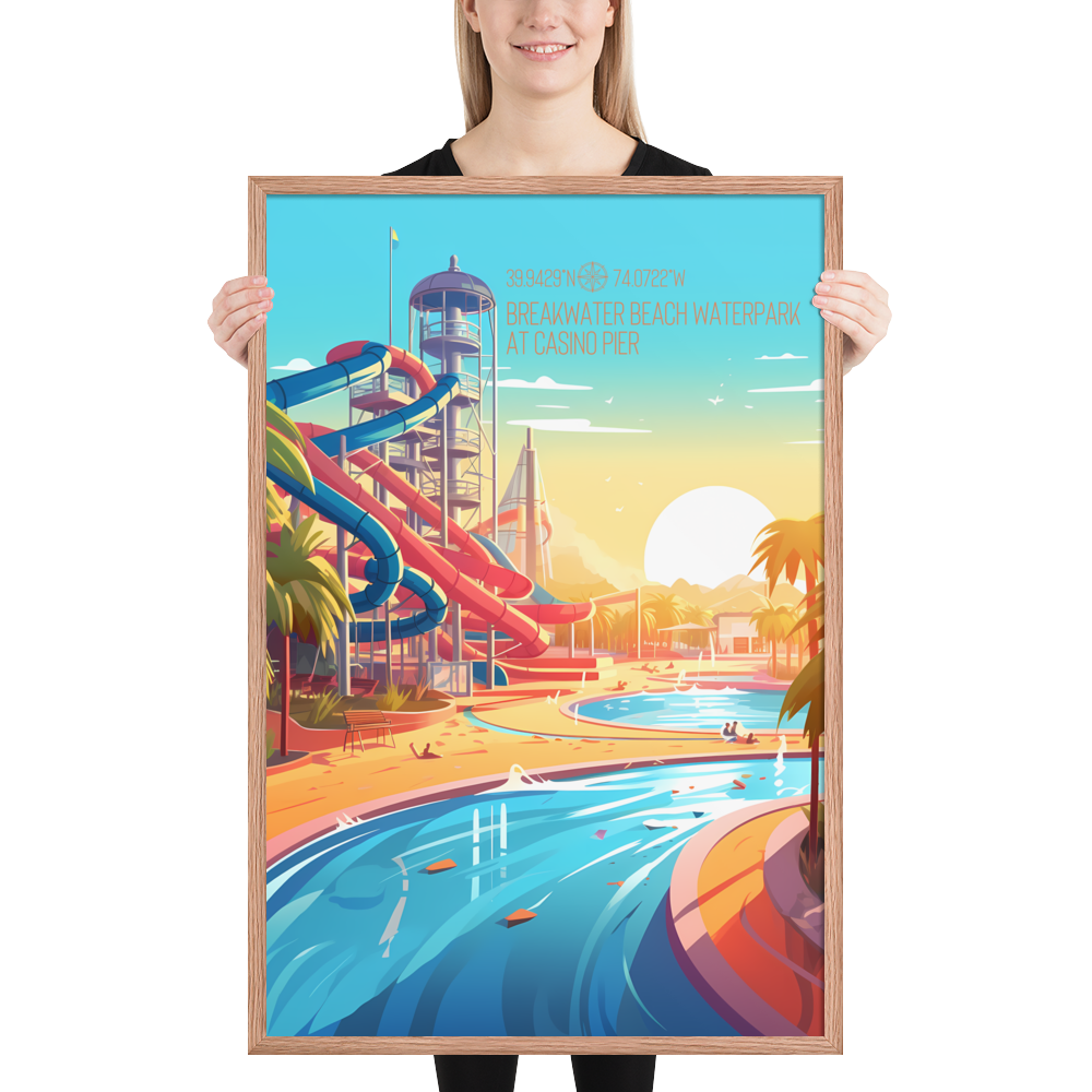 New Jersey - Breakwater Beach Water Park (Framed poster)