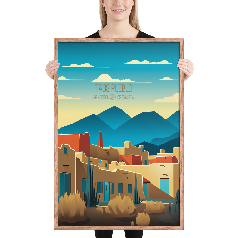 New Mexico - Taos Pueblo (Framed poster)