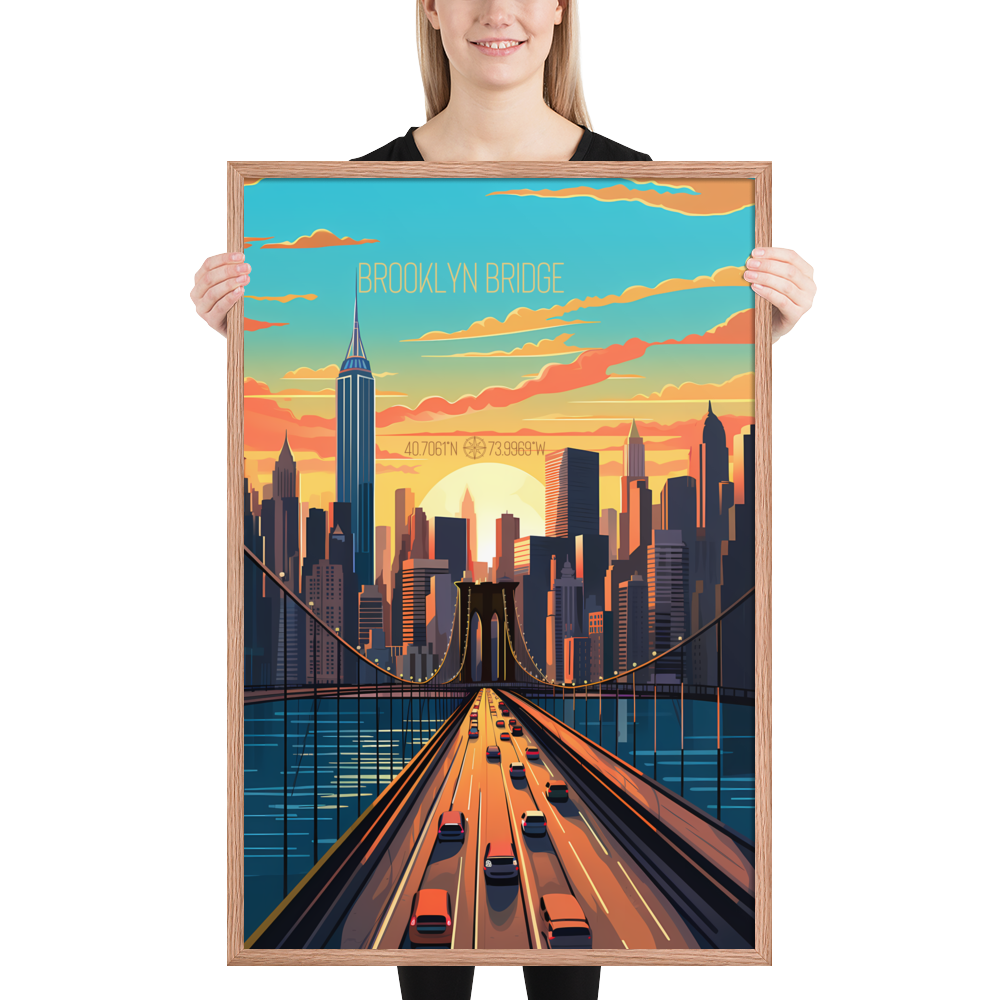 New York - Brooklyn Bridge (Framed poster)