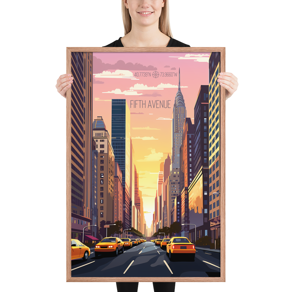 New York - Fifth Avenue (Framed poster)