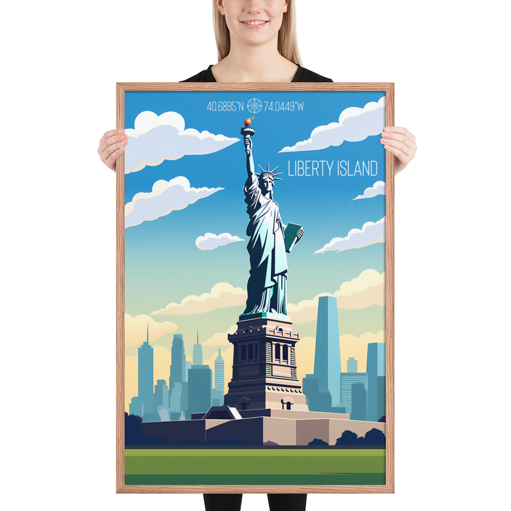 New York - Liberty Island (Framed poster)