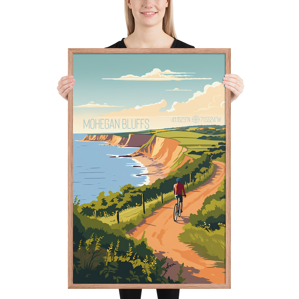 Rhode Island - Mohegan Bluffs (Framed poster)