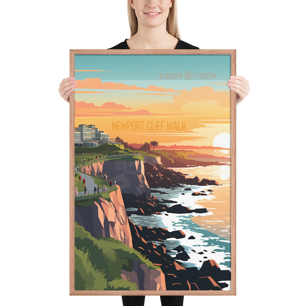 Rhode Island - Newport Cliff Walk (Framed poster)